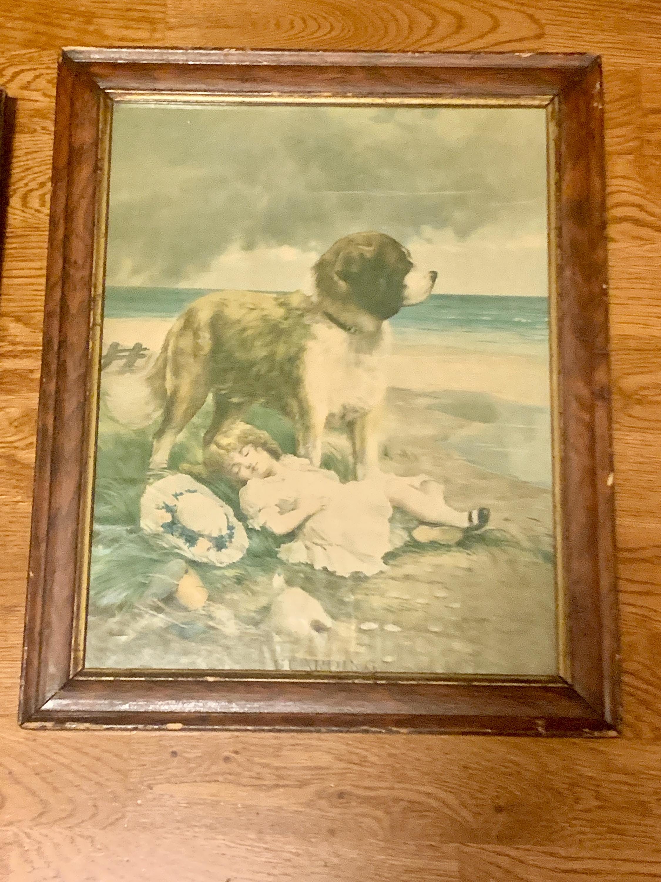 Victorian Lithograph Little Girl and Dog - Etsy