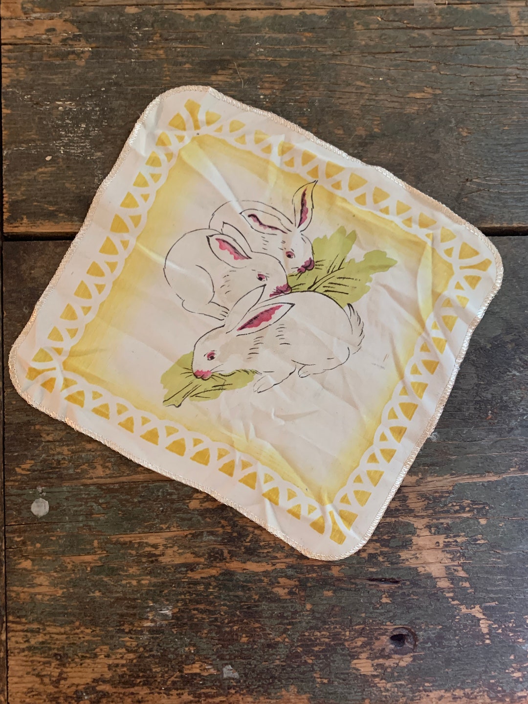 Vintage Handkerchief, Rabbits, Vintage Linen - Etsy