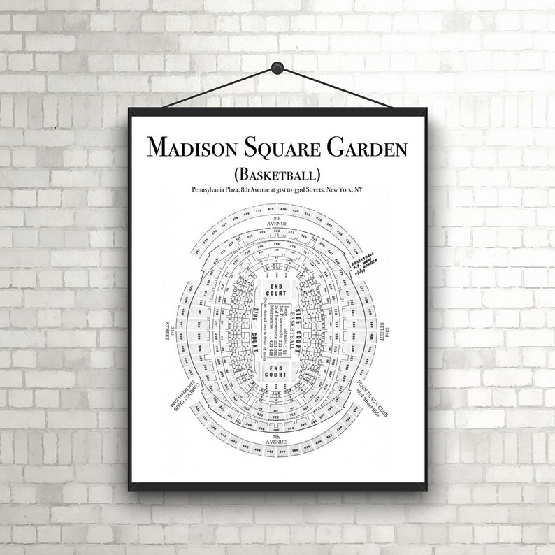 Vintage Madison Square Garden basketball Seating Chart Etsy