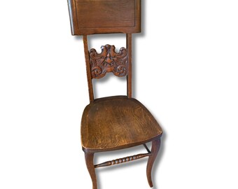 LOCAL PICKUP ONLY... Vintage American Carved Northwind or Green Man Oak Chair, Unique Accent Chair