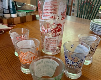 Vintage 1950s Martini Shaker Set Plus 5 Matching Shot Glasses
