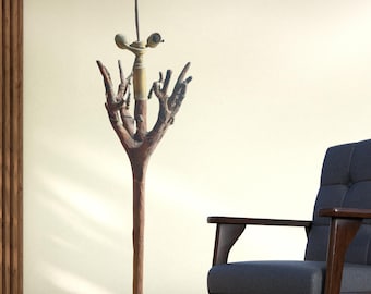 Rare Hart Associates Tree Floor Lamp, Leather Wrapped Base, 58" High- Local Pickup Only, Williamsburg, VA