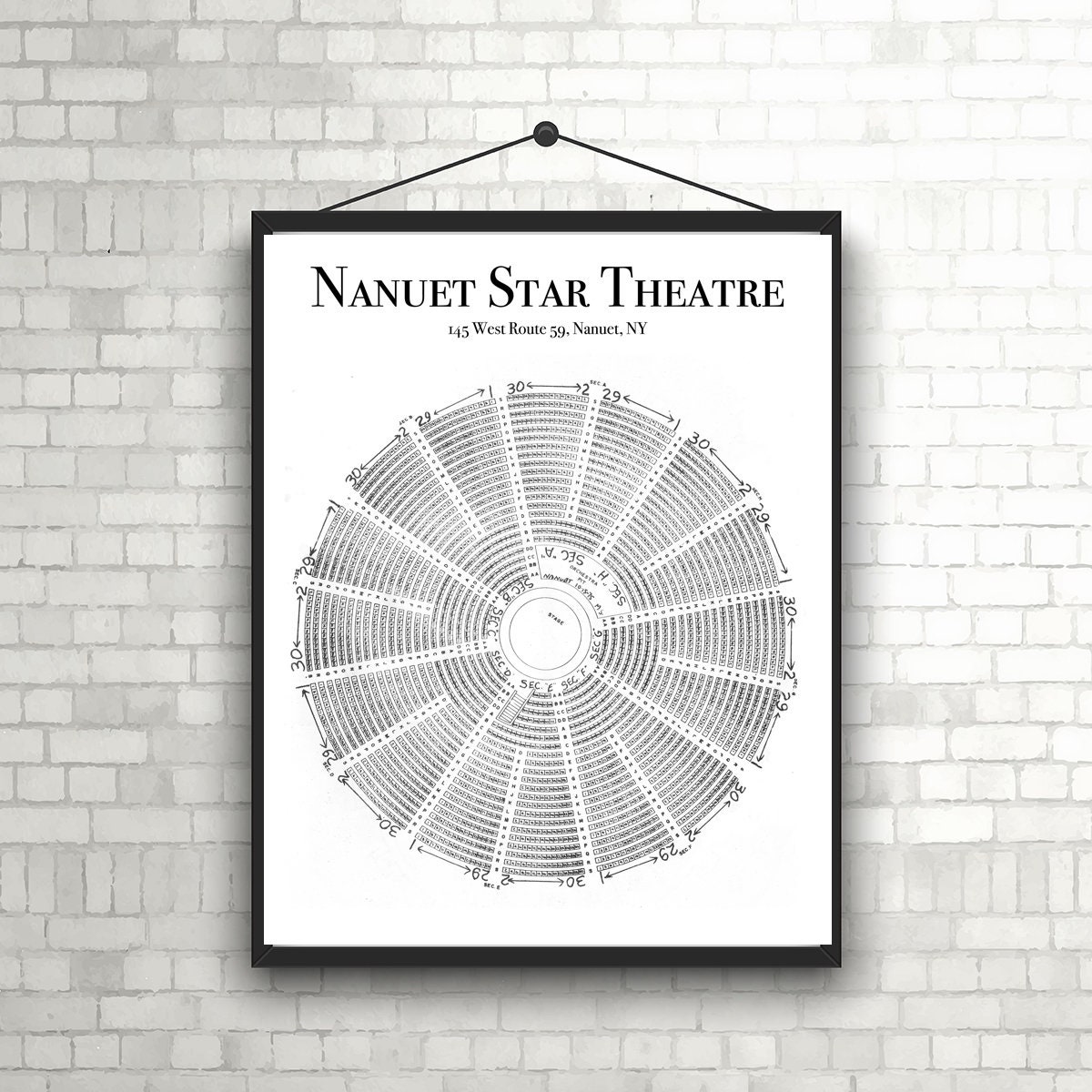 Vintage Nanuet Star Theater, Seating Chart, Poster, DIGITAL DOWNLOAD