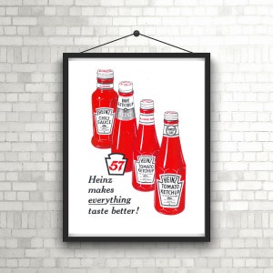 Heinz Ketchup, Chili Sauce, Poster, Vintage Werbung, ideal für Küchendekoration, Lebensmittel, Würze