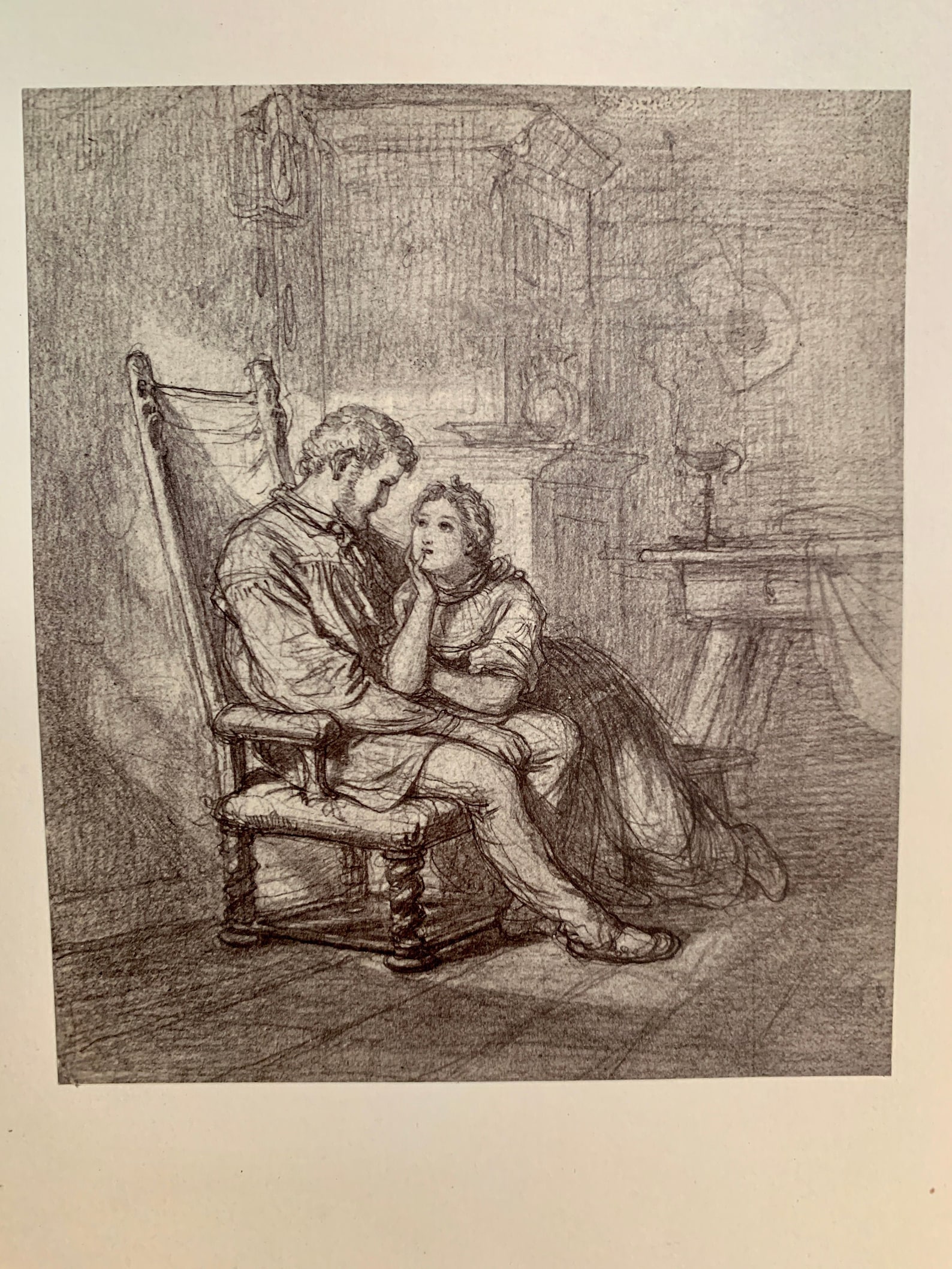 Late 1800s Illustration or Sketch Man and Woman Romantic by Etsy