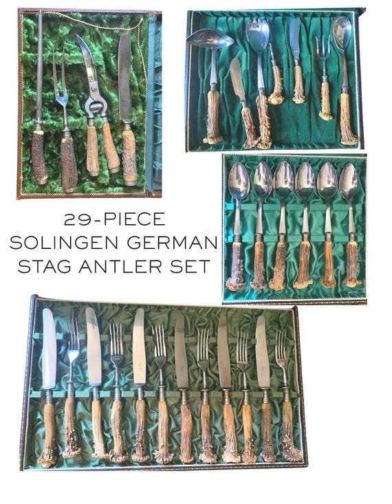 29-piece Solingen German Horn Antler Silverware and Cutlery Set - Etsy