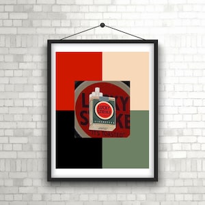 Lucky Strike Cigarette Poster, DIGITAL DOWNLOAD, Great for Man Cave, 11x14, Cigarette Advertising