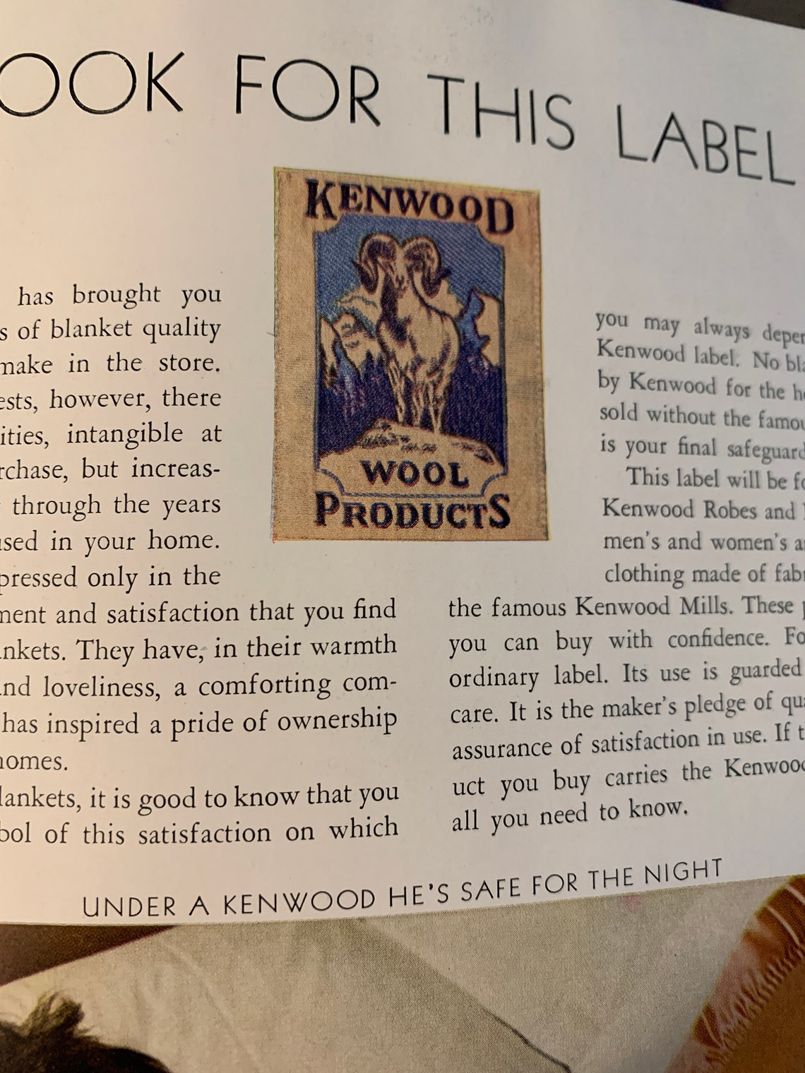 Kenwood Wool Blanket Advertising Catalog Selection and Care Etsy