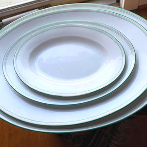 Rare Antique French Cartier Serving Platters | Holiday Dinners | Thanksgiving Dinner | Cartier China | 4 Graduated Sizes | Green Gold Trim