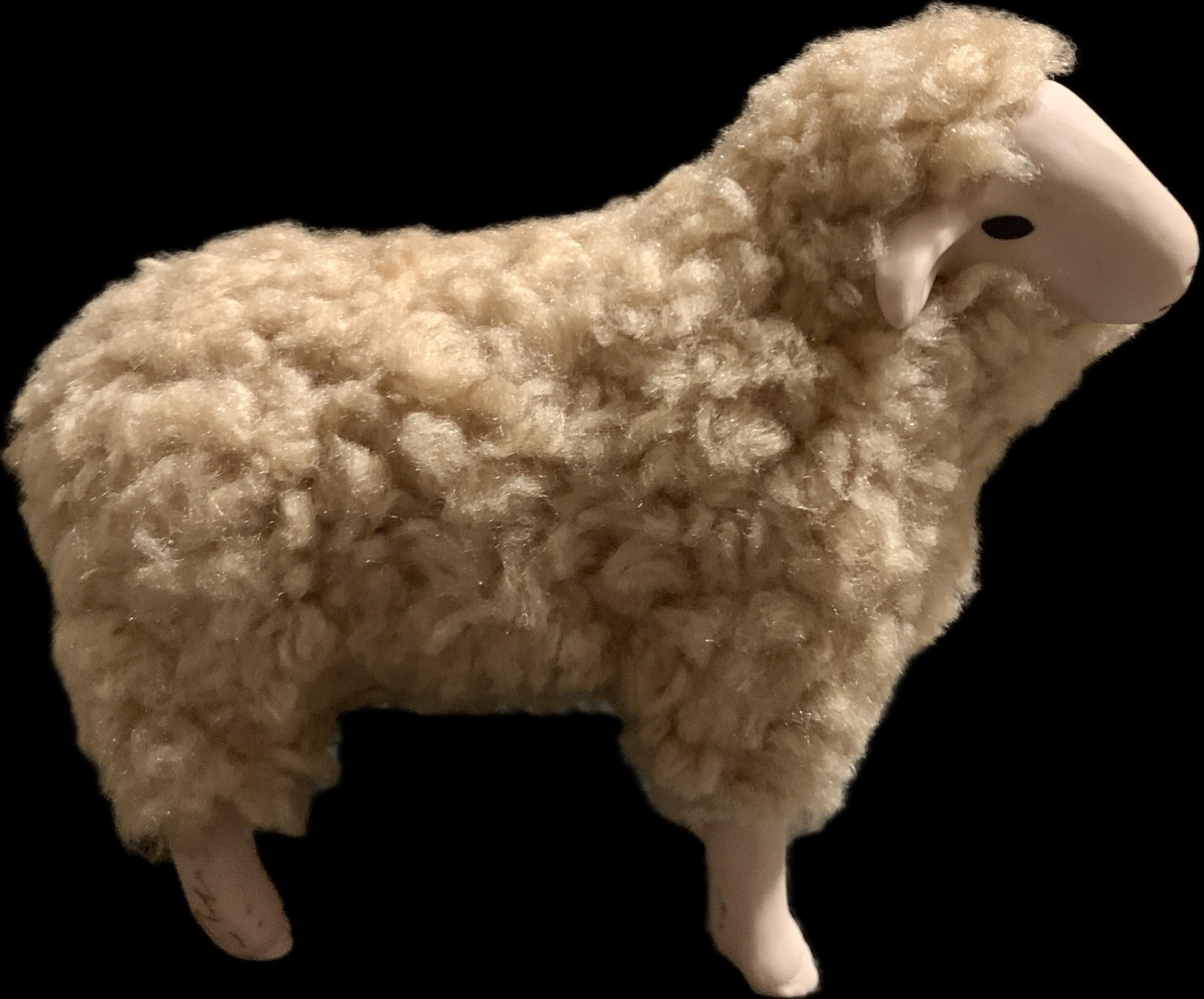Meier Germany, Dorset Porcelain Sheep Figurines, Real Woolly Hair