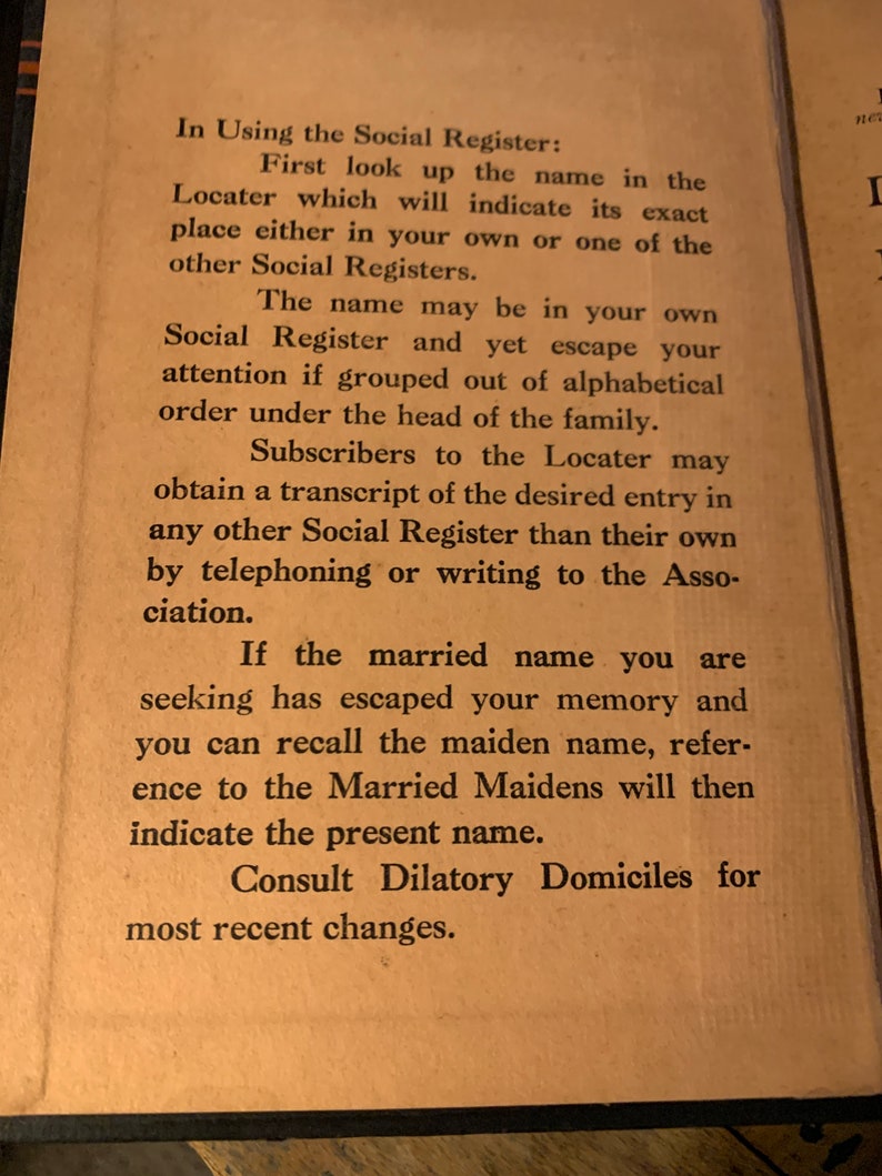 New York Social Register 1941 High Society Addresses Etsy