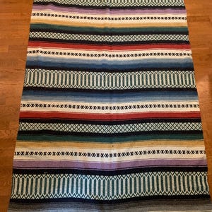 Vintage Mexican Serape Blanket Rug, Large 55x87, Vintage Mexico Textile