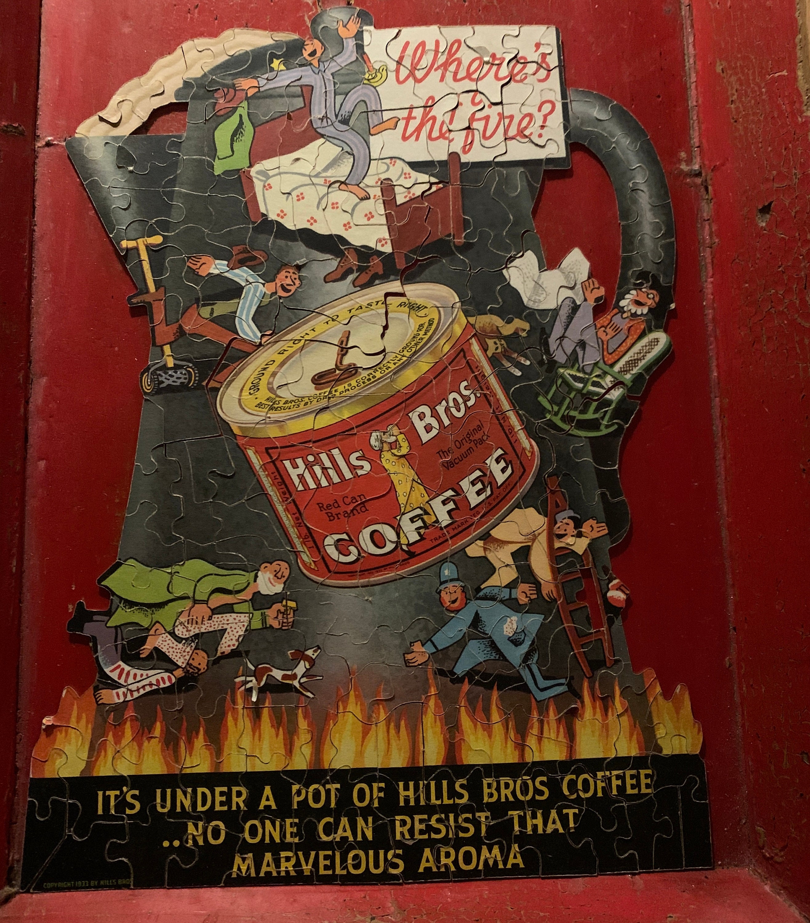 1933 Hills Brothers Coffee Puzzle, Missing 1 Piece, Original