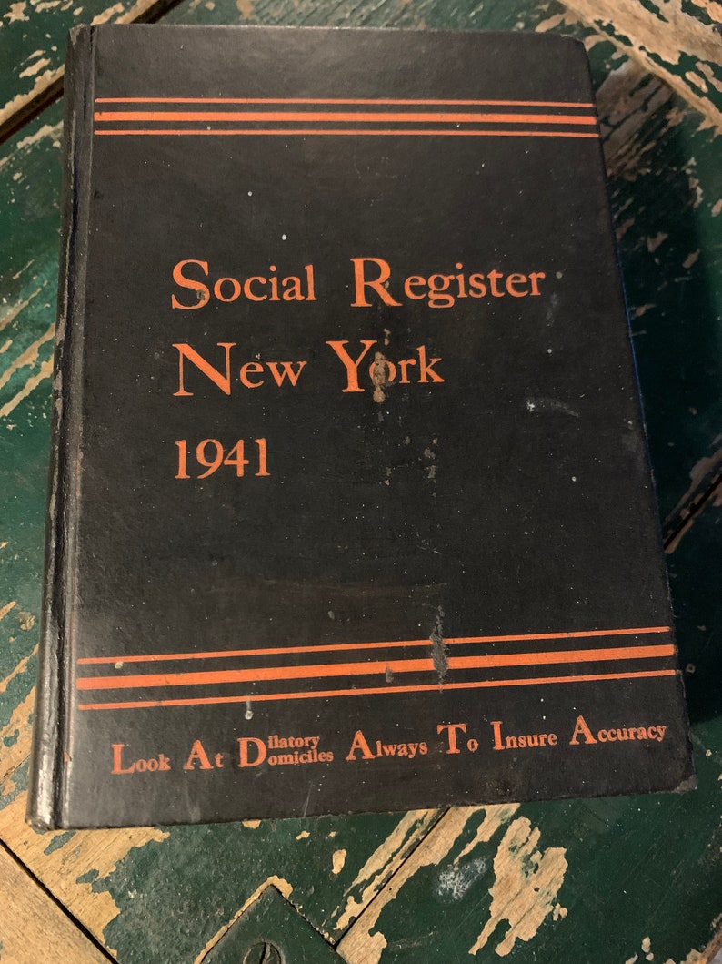 New York Social Register 1941 High Society Addresses Etsy