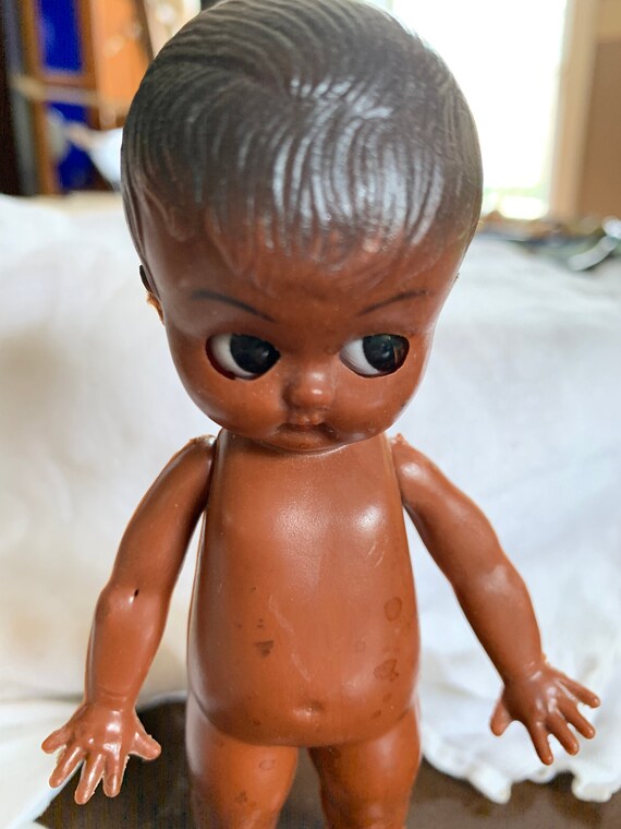 Vintage Miniature African American Boy Cupie Doll Hand Painted