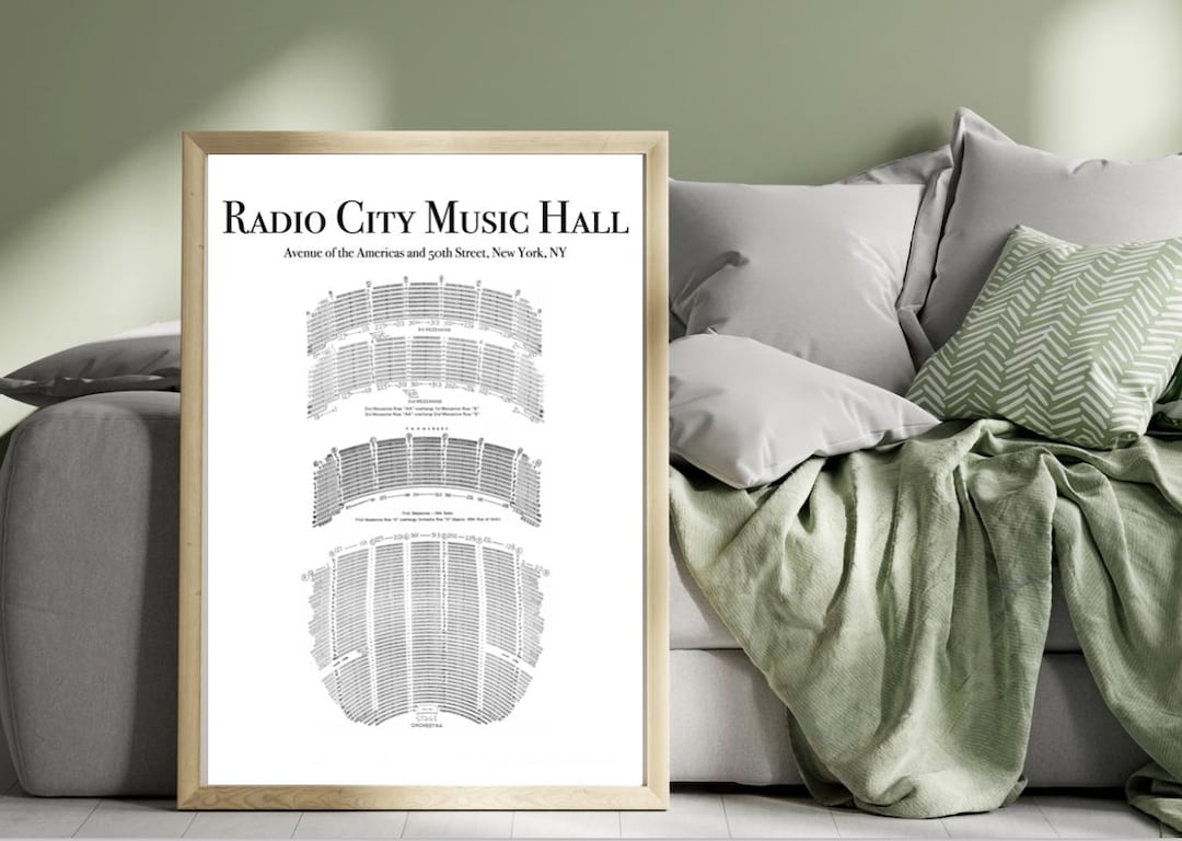 BROADWAY Theaters, Vintage Radio City Music Hall, Seating Chart, Poster