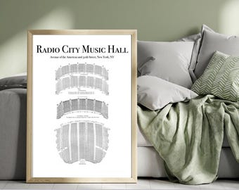 BROADWAY Theaters, Vintage Radio City Music Hall, Seating Chart, Poster, DIGITAL DOWNLOAD, Rockettes, New York