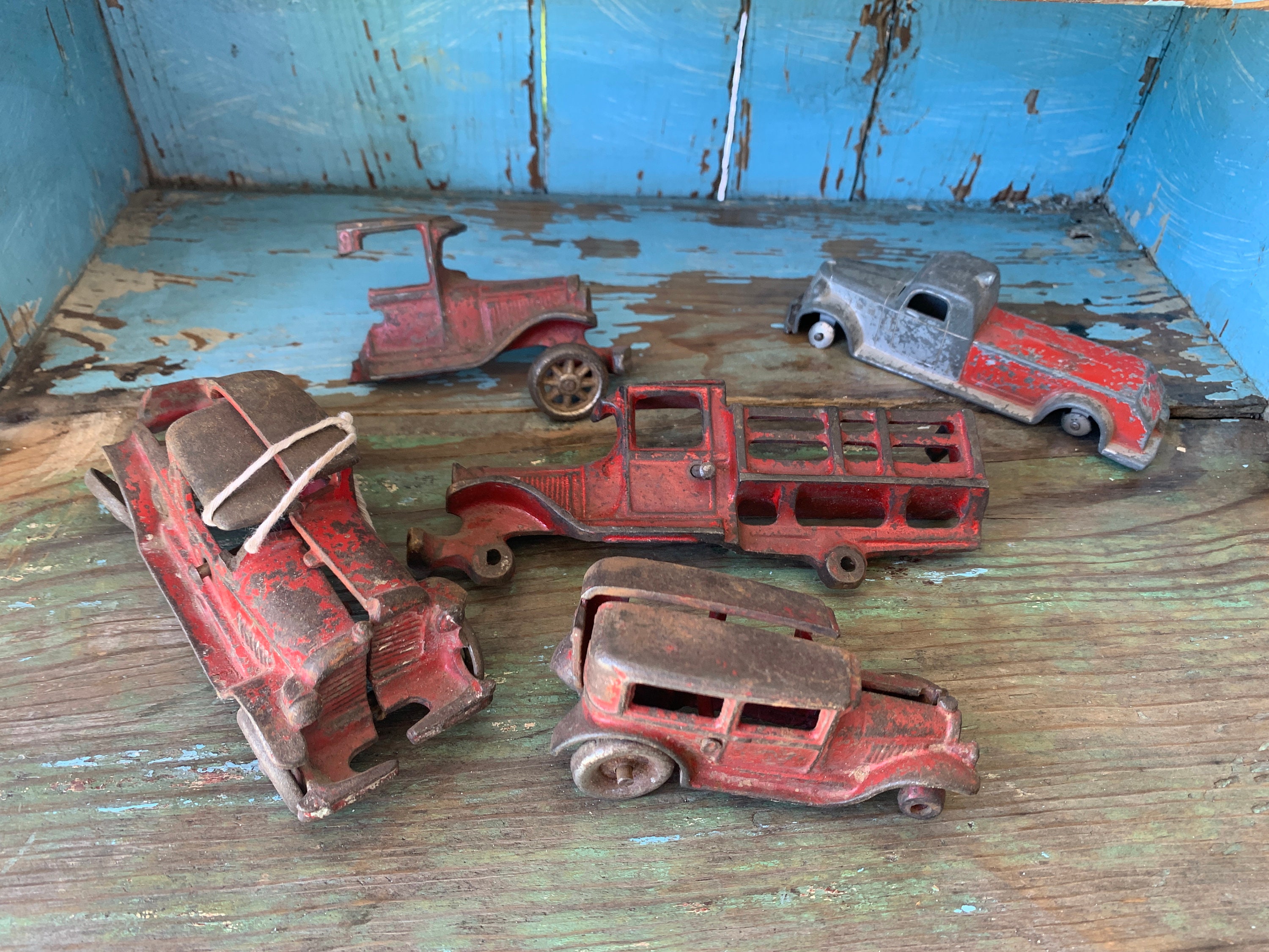 Vintage Toy Cars Including Tootsie Toys Arcade Cast Iron Etsy