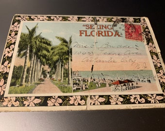Vintage Postcard, Souvenir Foldout of Florida, 1930s, Seeing Florida Travel Souvenir, 9 Postcards