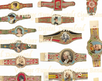 22 Vintage Cigar Bands for Journaling, Craft Projects, DIGITAL DOWNLOAD