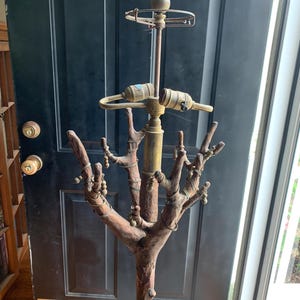Rare Hart Associates Tree Floor Lamp, Leather Wrapped Base, 58&quot; High- Local Pickup Only, Williamsburg, VA