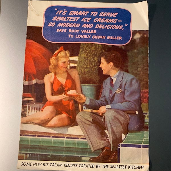 Sealtest Ice Cream Recipes, Rudy Vallee and Susan Miller, Vintage Ice Cream, Paper Ephemera