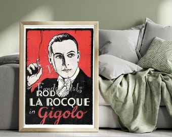Vintage Gigolo Poster, Rod La Rocque, 14x20, DIGITAL PRINT, 1920s, Silent Movie, Hollywood
