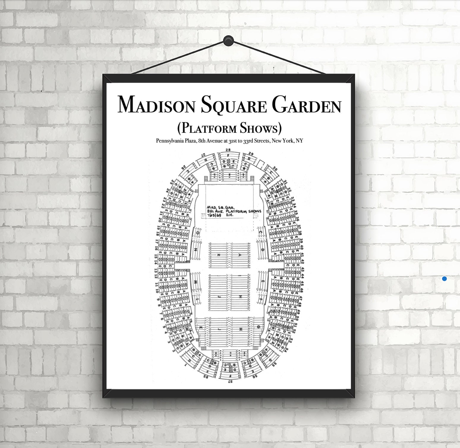Vintage Madison Square Garden (Platform Shows), Seating Chart, Poster, DIGITAL DOWNLOAD, Concerts, New York