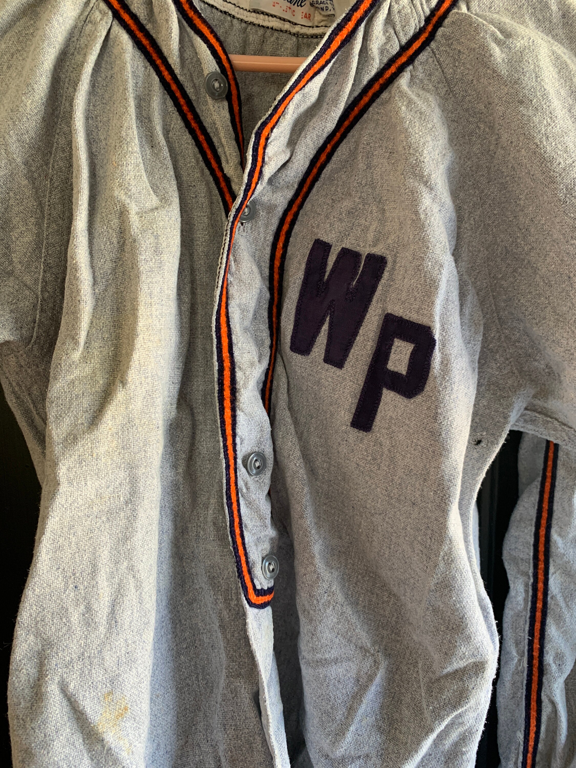 1940s Vintage Wool Baseball Uniform, Baseball Jersey