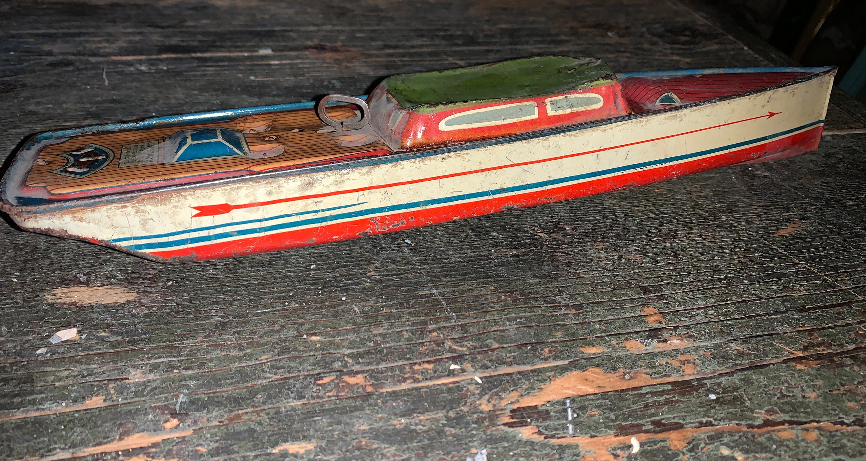 Antique Vintage Lindstrom Wind up Speed Boat 14 Metal Etsy