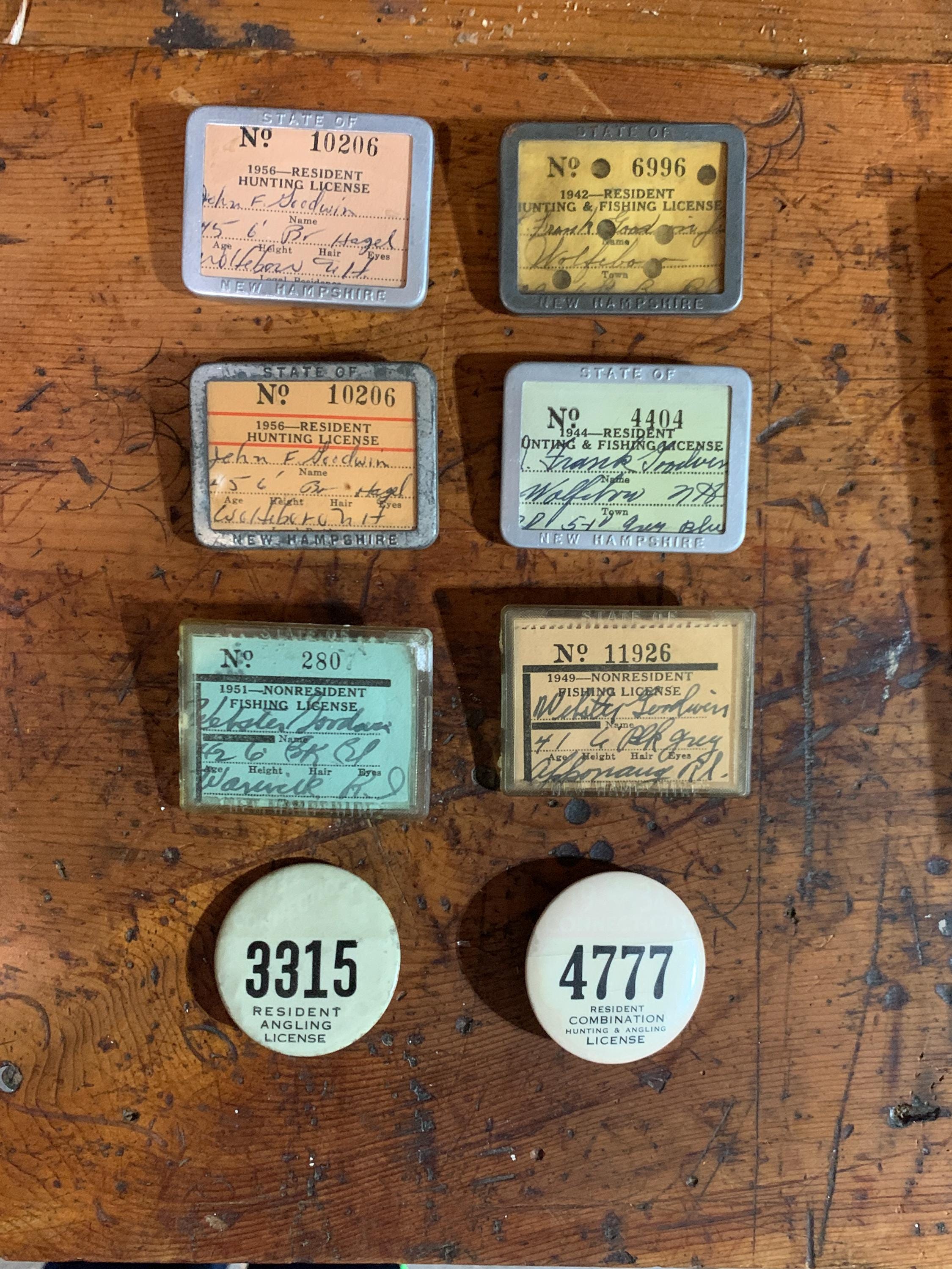 Fishing, Hunting & Angling License Badges 1930s, 1940s, 1950s, New