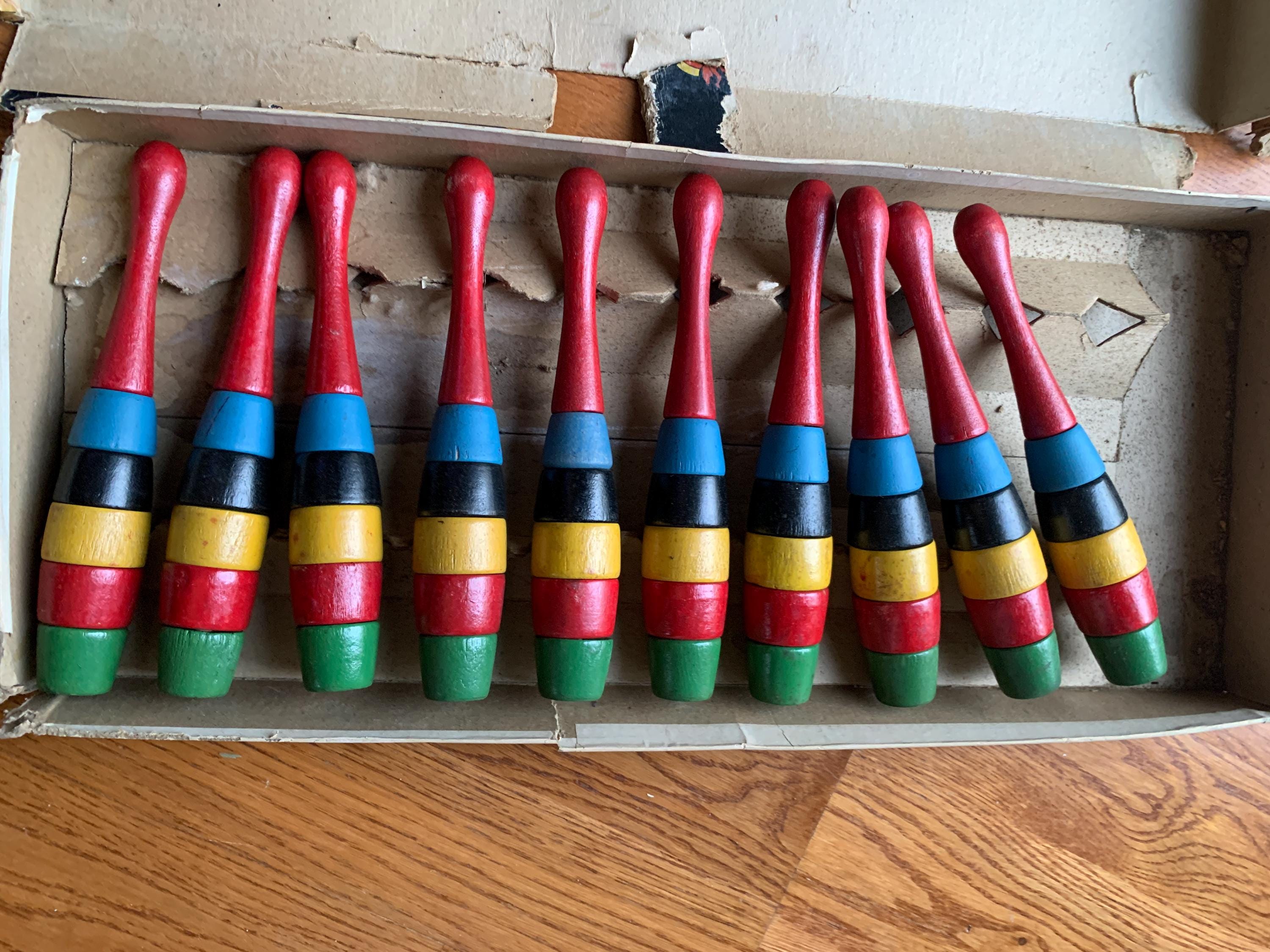 Vintage Toy Bowling Pins and Balls - Etsy