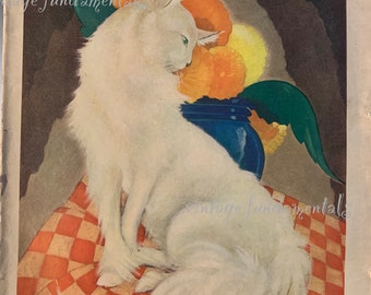 The Household Magazine, September 1933, Cat Illustration, Vintage Advertising