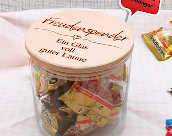 Vorratsglas mit Holzdeckel personalisiert, Geschenk für Mama, beste Freundin, Erzieherin, Keksdose Aufbewahrungsglas, individuelles Geschenk