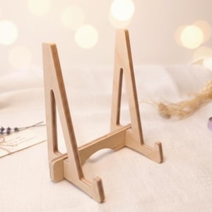 Schildständer aus Holz, Aufsteller für Flyer und Dekoration,  Präsentiere elegant Wohndeko, Ständer steckbar Natur Display minimalistisch