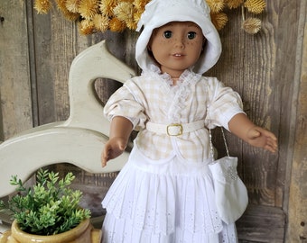 OOAK Handcrafted 1930's 6pc Ensemble With Cloche Hat Designed to fit American Girl 18" Dolls