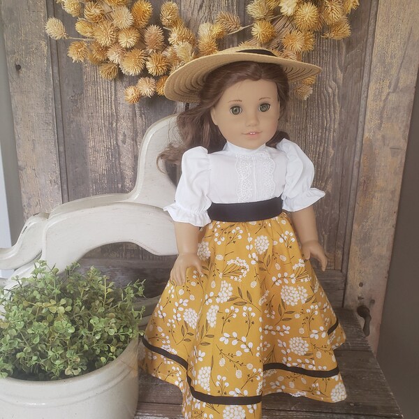 OOAK Handcrafted Designed to fit American Girl 18" Dolls Jane Austen Style 5pc Outfit w/AG Hat