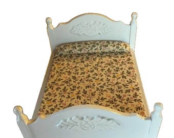 Miniatura per casa delle bambole, scala 1:12, letto matrimoniale bianco, mobili per camera da letto.