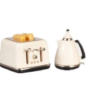 Melody Jane Dollhouse Modern White Jug Kettle Toaster Miniature 1 12