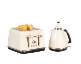 Dolls House Miniature 1:12th Scale Modern Toaster & Kettle Set Kitchen Accessory