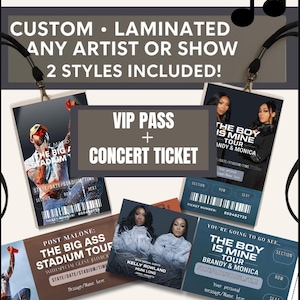 Printed Physical Custom Concert Event Ticket & Lanyard Pass Bundle, Personalized Gift , Custom Music Concert Ticket Memento for Concert Fans