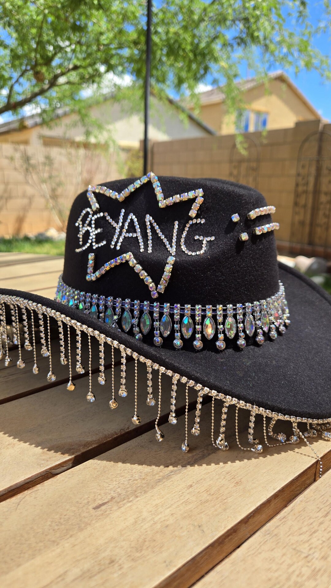 Beyoncé Cowboy Hat With Rhinestones | BEYANG Rodeo Hat | Crystal Fringe ...