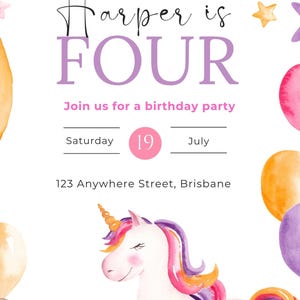 Unicorn Birthday Party Invitation