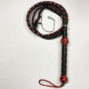 Two Tone Kangaroo Hide Leather Bullwhip , 4ft to 12ft, 12/16 Plait Professional Australian Style Bullwhip