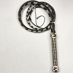Kangaroo Hide Two Tone Leather Bullwhip , 4ft to 12ft, 12/16 Plait Professional Australian Style Bullwhip