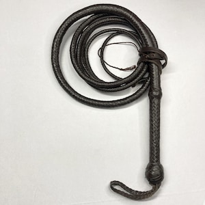 Chocolate Brown Kangaroo Hide Leather Bullwhip , 4ft to 12ft, 12/16 Plait Indiana Jones Styles Professional Bullwhip