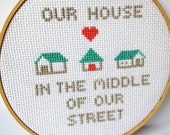 Embroidery Hoop Art. Music Lyrics. Our House in the Middle of Our Street by Madness.