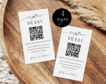 Wedding Photo QR Code Capture The Love Card Template, Minimalist Share The Love Printable, Guest Photo Sharing, Snap A Photo, Corjl LS01