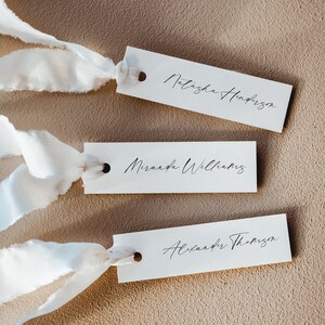Minimalist Slim Place Card Template Wedding, Modern Script Thin Name Cards Printable, Editable Small Narrow Placecard, Download, Corjl LS01