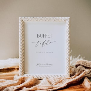 Minimalist Food Buffet Sign Wedding Template, Modern Wedding Buffet Table Sign Printable, Editable Food Grazing Station Sign, Corjl LS01